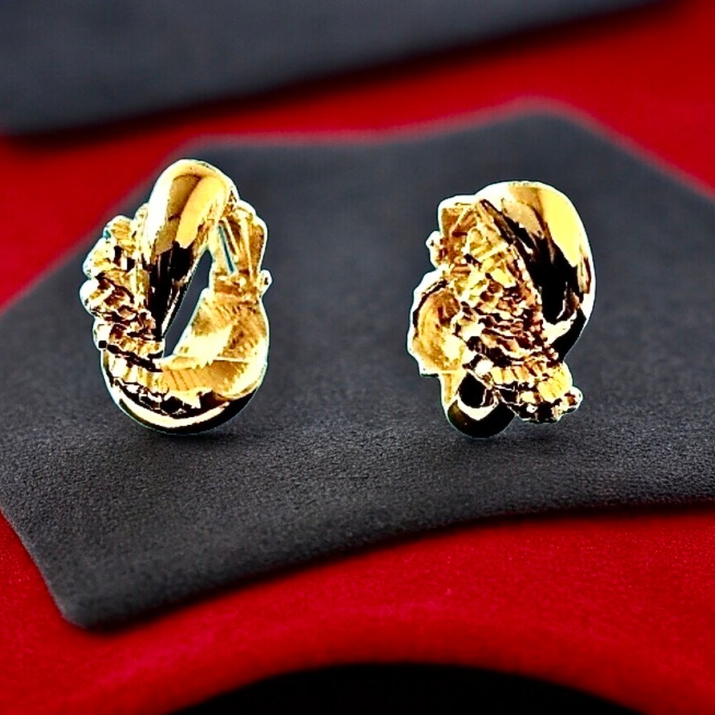 St John Designer Earrings Clip On Goldplated Signed Vintage